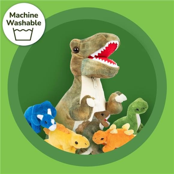 15" T-rex Dinosaur Stuffed Animal Set w/ 4 Stuffed Dinosaur Plushies Toys Inside - Picture 6 of 6
